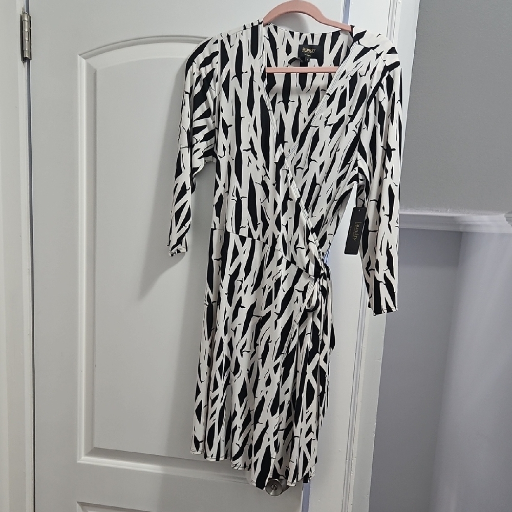Laundry Stylish Black and White Wrap Dress